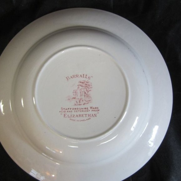 RETRO 70'S BARRATS STAFFORDSHIRE WARE ''ELIZABETHAN'' MADE IN ENGLAND RED BOWL - Picture 7 of 7